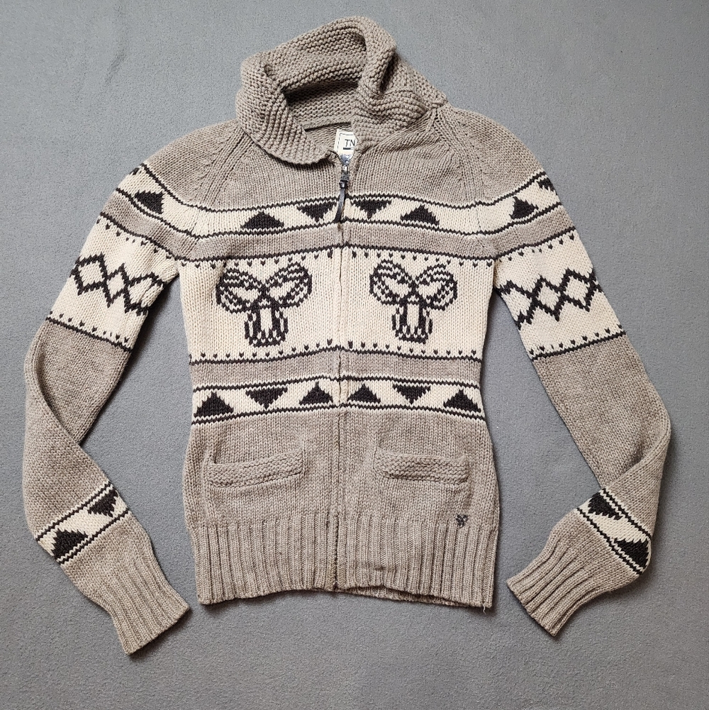 TNA Aritzia Sea to Sky Zip Front Wool Cardigan Sweater Sz Med